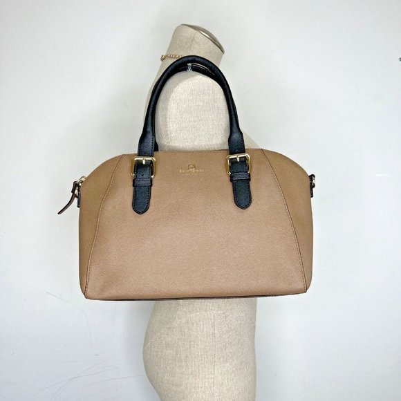 kate spade new york Handbags - KATE SPADE Cove Street Leather Colorblock Pippa Satchel, Dune/Black